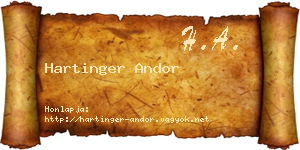 Hartinger Andor névjegykártya